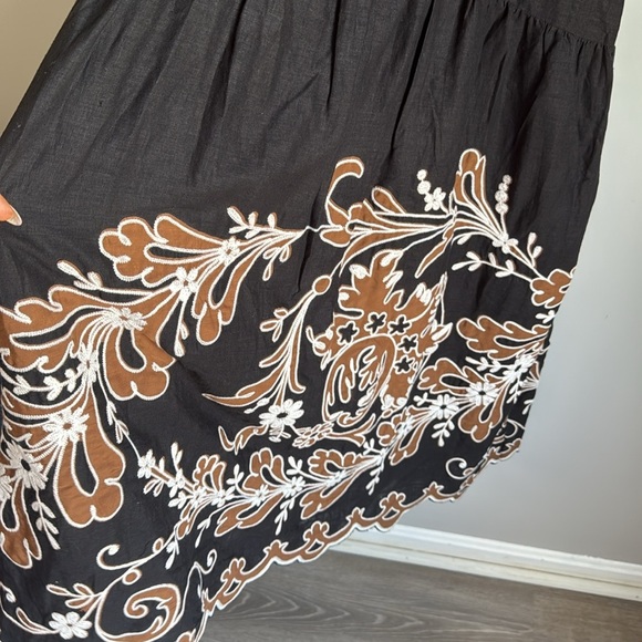 By Anthropologie Appliqué linen blend Midi Dress Medium - Picture 7 of 15